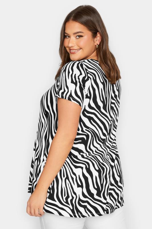 YOURS Curve Plus Size White Zebra Print T-Shirt | Yours Clothing  3