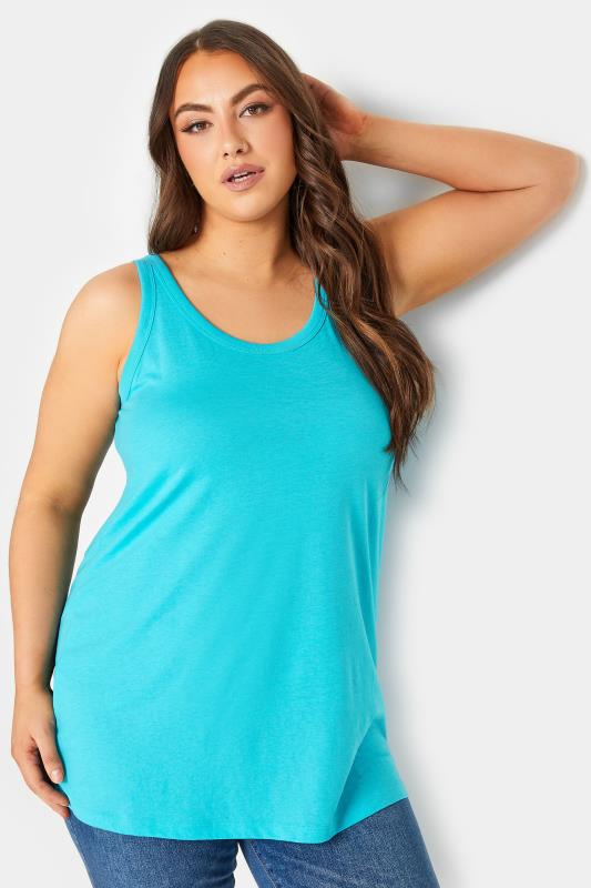  Grande Taille YOURS Curve Bright Blue Basic Vest Top