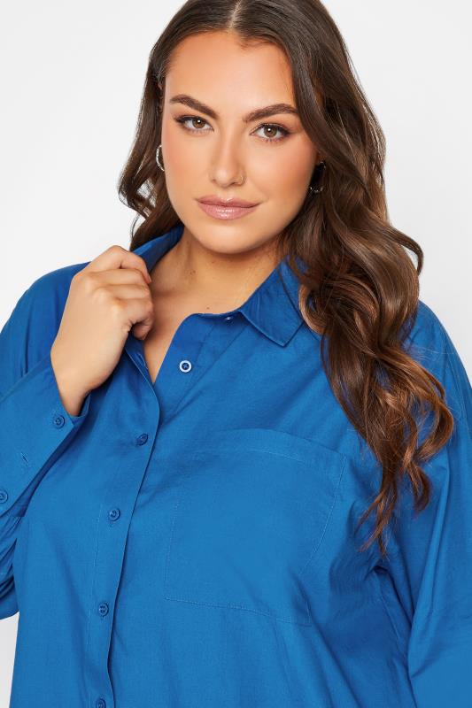 Plus Size Blue Oversized Poplin Shirt | Yours Clothing 4