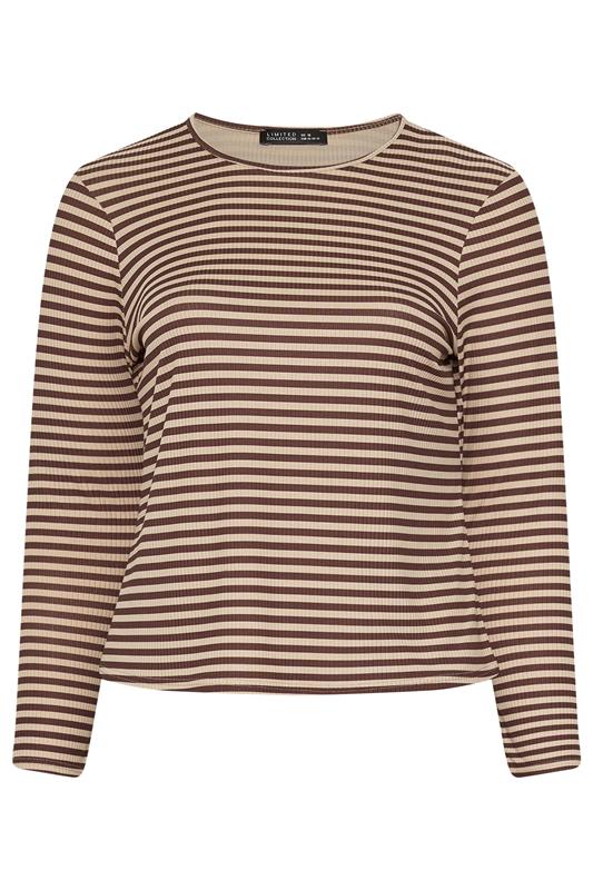 LIMITED COLLECTION Plus Size Chocolate Brown & Cream Stripe Top | Yours Clothing 5