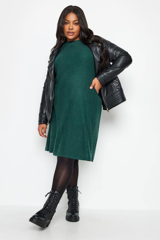 YOURS Plus Size Green Soft Touch Knitted Jumper Dress | Yours Clothing 2