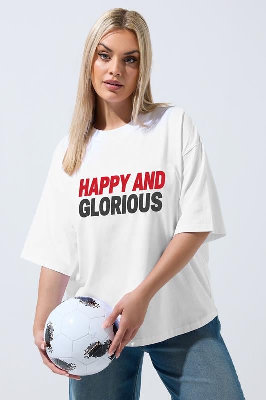 LIMITED COLLECTION Curve White 'Happy & Glorious Football Tee