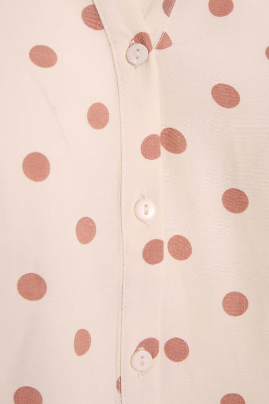 Plus Size Natural Brown Polka Dot Grown On Sleeve Shirt | Yours Clothing 5