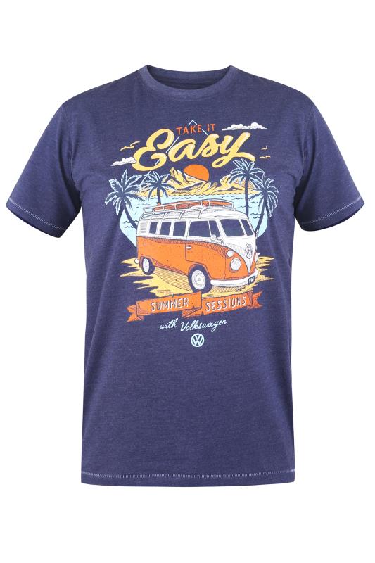 D555 Big & Tall Navy Blue Official VW Camper Van 'Take It Easy' Printed T-Shirt_F.jpg