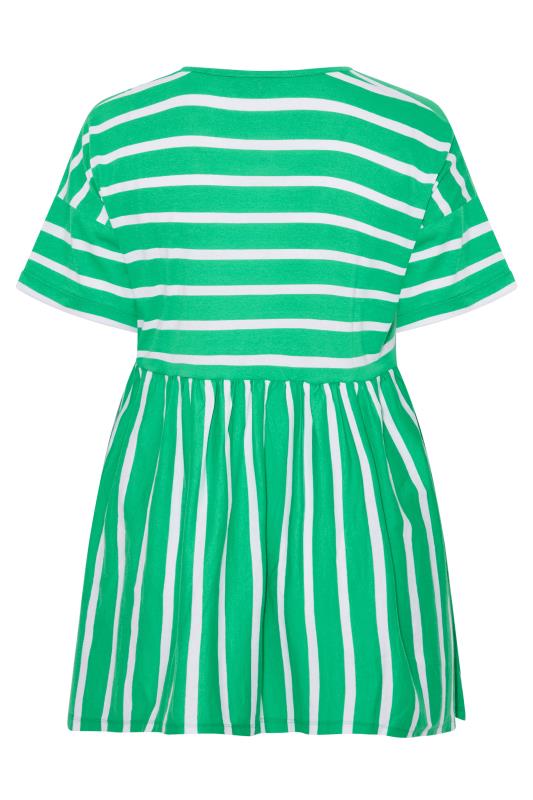 Plus Size Green Stripe Drop Shoulder Peplum Top | Yours Clothing 7