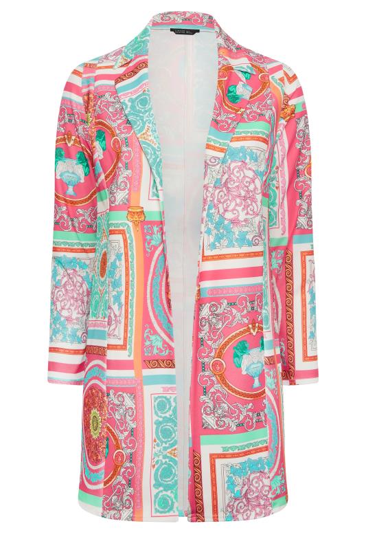 LIMITED COLLECTION Plus Size Curve Pink Scarf Print Blazer | Yours Clothing  7