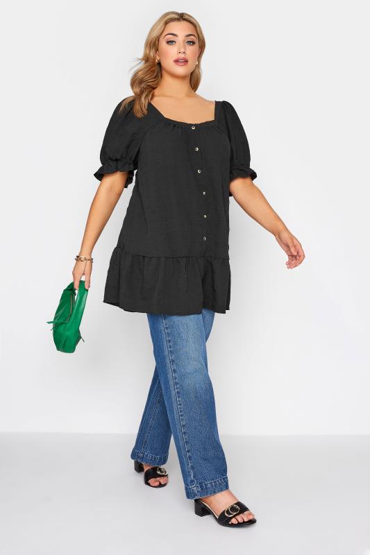 LIMITED COLLECTION Curve Black Puff Sleeve Tunic_B.jpg