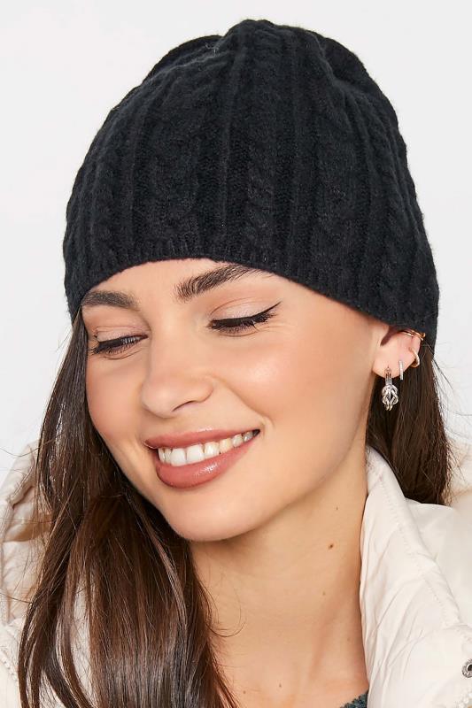 Plus Size Black Cable Beanie Hat | Yours Clothing 1