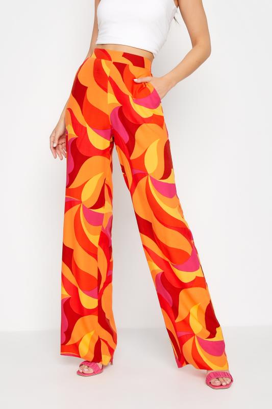 LTS Tall Bright Orange Swirl Print Wide Leg Trousers 1