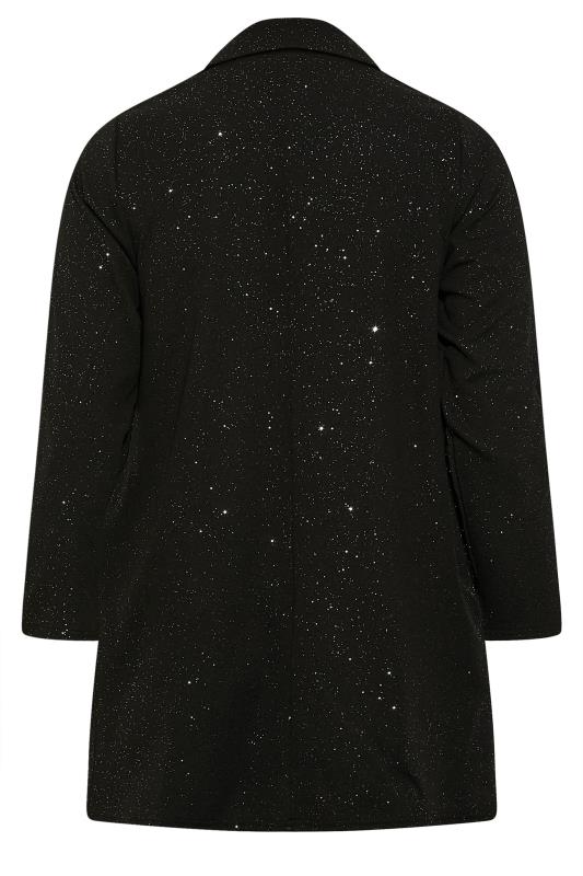 LIMITED COLLECTION Plus Size Black Glitter Longline Blazer | Yours Clothing 6