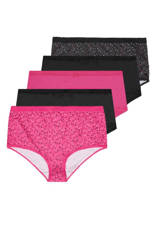 5 PACK Curve Pink Heart Print High Waisted Full Briefs | Yours Clothing 2
