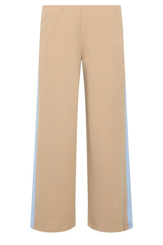 PixieGirl Petite Women's Natural Brown Side Stripe Scuba Wide Leg Trousers | PixieGirl 5
