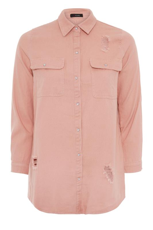 Pink Distressed Denim Shirt_F.jpg