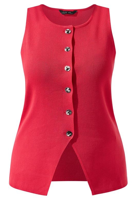 LIMITED COLLECTION Plus Size Red Knitted Waistcoat | Yours Clothing 5