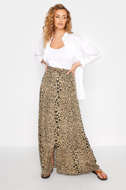 LTS Tall Natural Brown Leopard Print Maxi Skirt_A.jpg