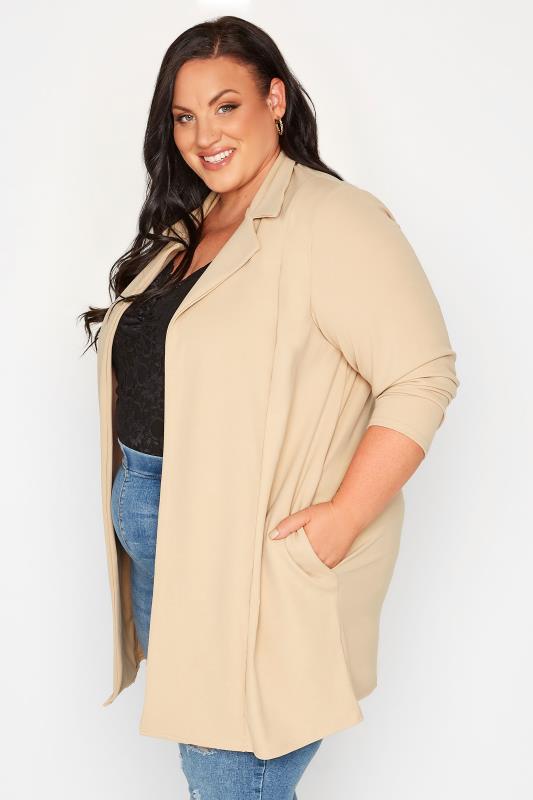 LIMITED COLLECTION Plus Size Beige Brown Longline Blazer | Yours Clothing 4