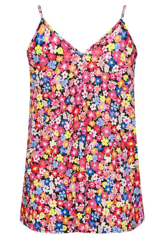 LIMITED COLLECTION Plus Size Black Ditsy Floral Strappy Cami Top | Yours Clothing 7