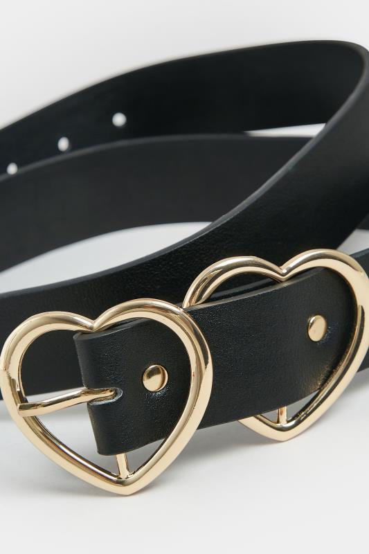 Black & Gold Double Heart Belt