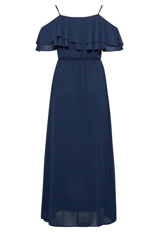 YOURS LONDON Plus Size Navy Blue Bardot Ruffle Maxi Dress | Yours Clothing 7