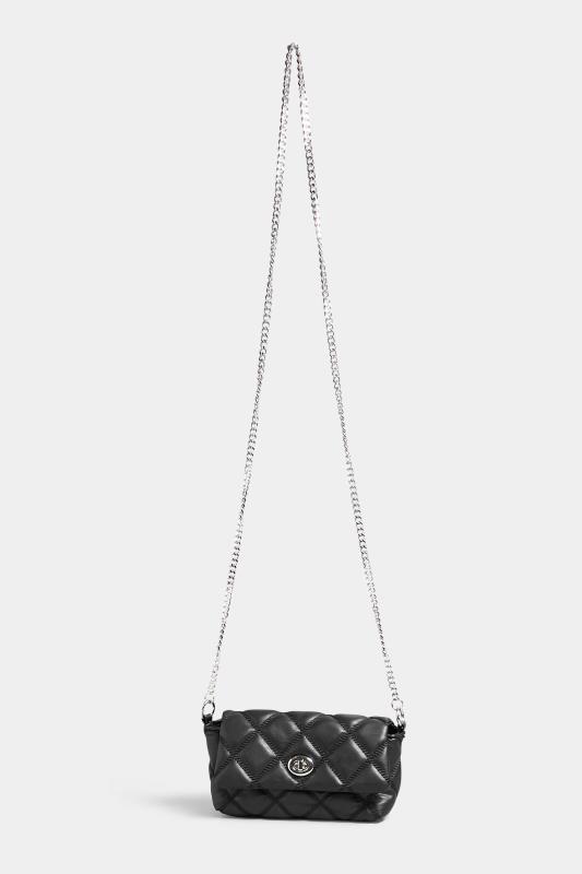  Black Quilted Glitter Cross Body Bag