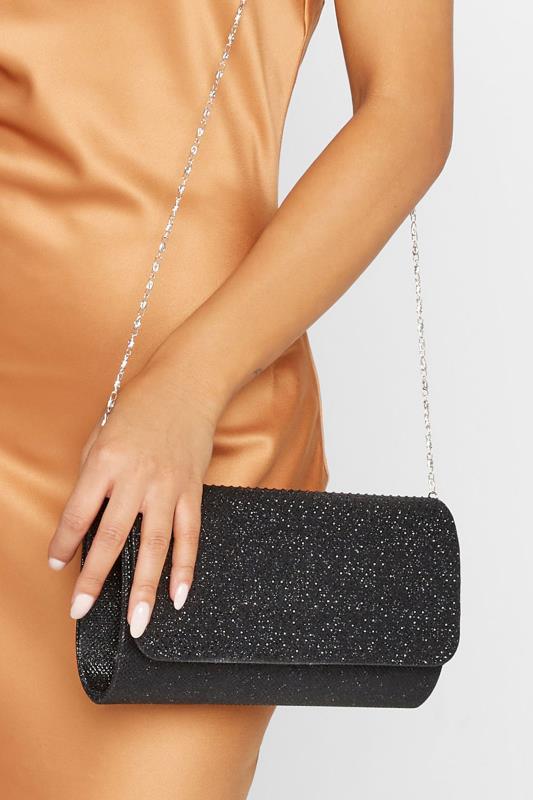 Black Diamante Clutch Bag | Yours Clothing 2