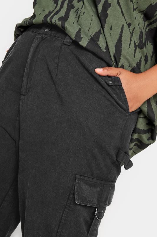 YOURS Plus Size Black Wide Leg Twill Cargo Trousers | Yours Clothing 4