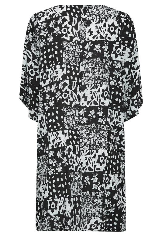 YOURS Curve Plus Size Black Tropical Print Longline Kimono | Yours Clothing  7