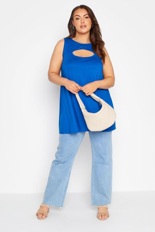 Plus Size Cobalt Blue Cut Out Swing Vest Top | Yours Clothing  2