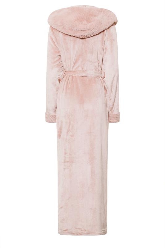 LTS Pink Faux Fur Trim Dressing Gown | Long Tall Sally 7