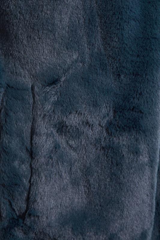 YOURS Plus Size Curve Navy Blue Faux Fur Coat | Yours Clothing  5