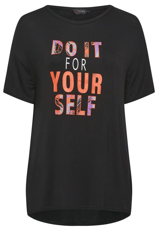 YOURS Curve Plus Size ACTIVE Black 'Do It For Yourself' Slogan T-Shirt | Yours Clothing 8