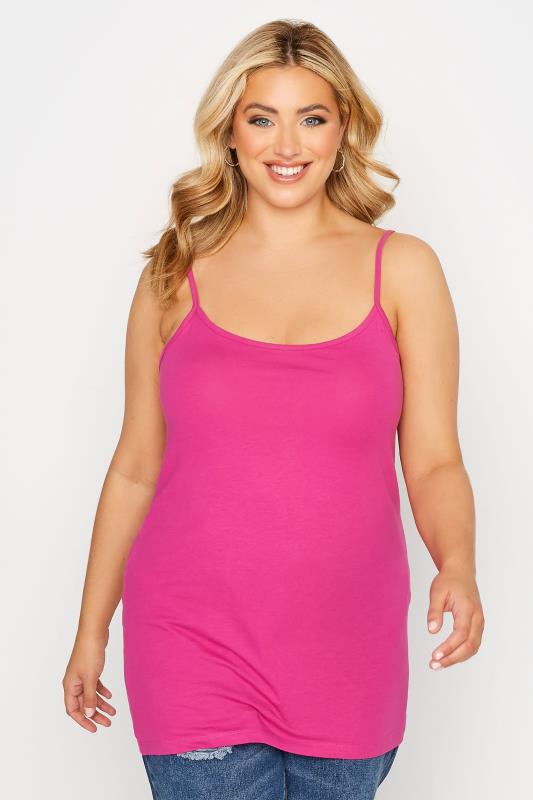 Plus Size Hot Pink Cami Vest Top | Yours Clothing 1