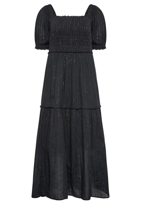 LTS Tall Women's Black Sparkle Shirred Midi Dress | Long Tall Sally 6