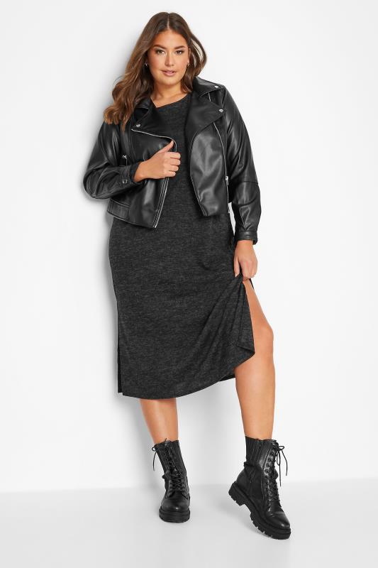 Plus Size Black Knitted Jumper Dress | Yours Clothing 3