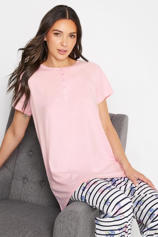LTS Tall Women's Pink Button Placket Cotton Pyjama Top | Long Tall Sally  2