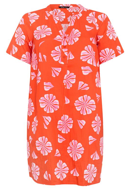 YOURS Plus Size Orange Floral Pleat Front Dress | Yours Clothing 5