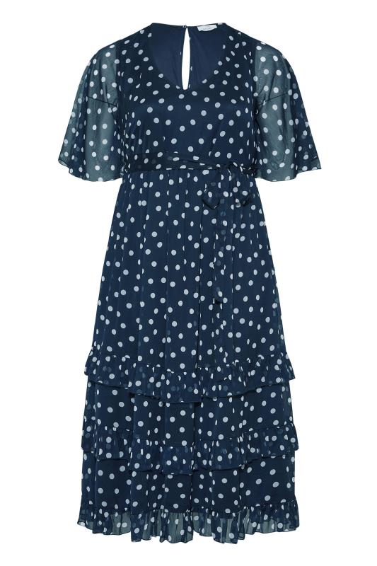 YOURS LONDON Plus Size Navy Blue Polka Dot Ruffle Maxi Dress | Yours Clothing  7