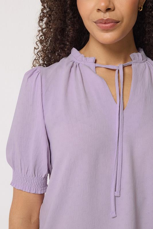 M&Co Purple Pastel Tie Neck Frill Sleeve Blouse | M&Co 4
