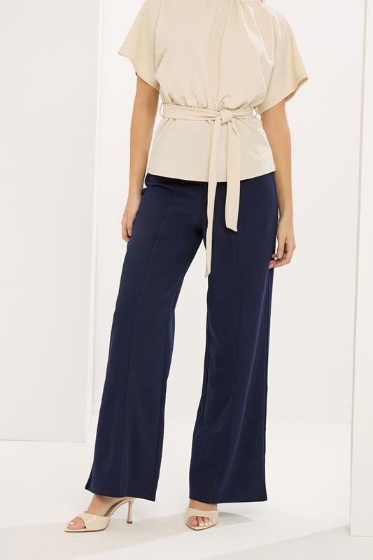 STAR Navy Blue Seam Detail Wide Leg Trousers | StarByJM 1