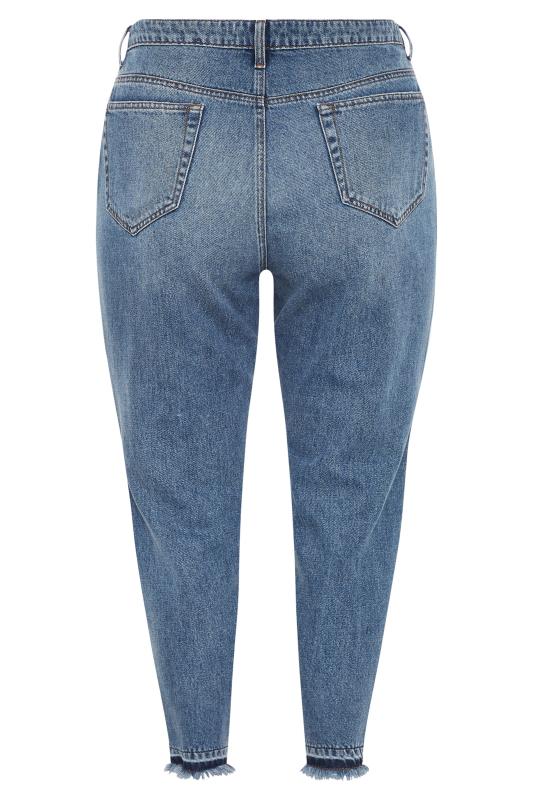 YOURS FOR GOOD Curve Mid Blue Extreme Distressed MOM Jeans_BK.jpg