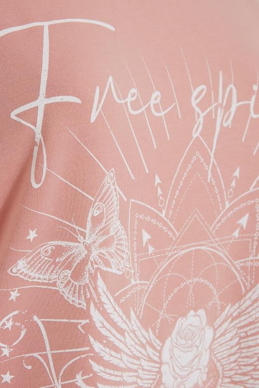 Pink 'Free Spirit' Dip Back T-Shirt | Yours Clothing 8