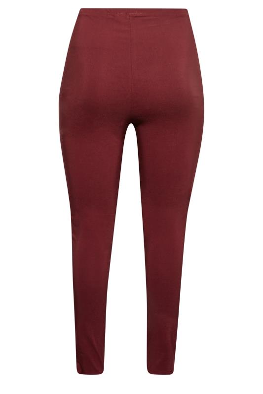 Curve Plus Size Burgundy Red Bengaline Pull On Stretch Trousers - Petite 5