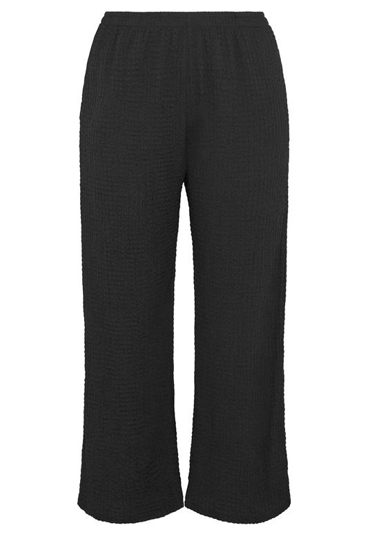 YOURS Plus Size Black Bubble Texture Wide Leg Trousers | Yours Clothing 5