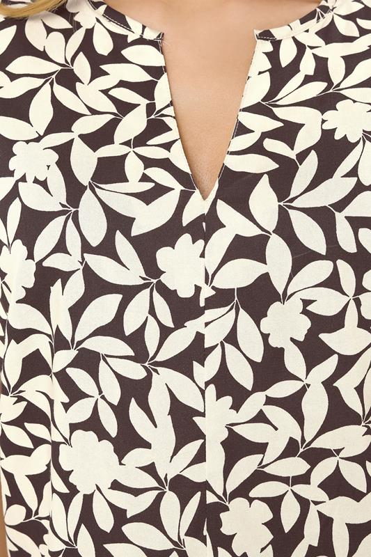 M&Co Brown Floral Notch Neck Blouse | M&Co 6