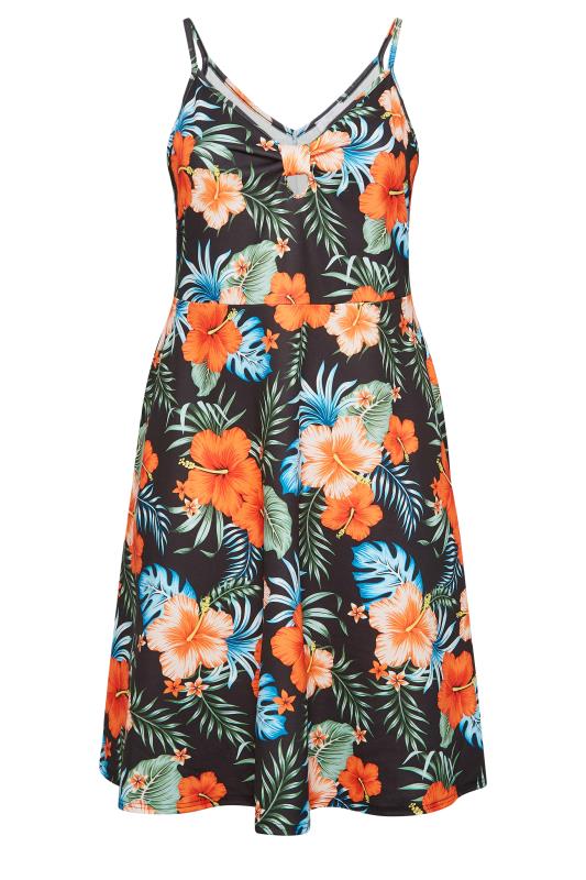 YOURS LONDON Plus Size Black Tropical Print Bow Front Dress | Yours Clothing 7