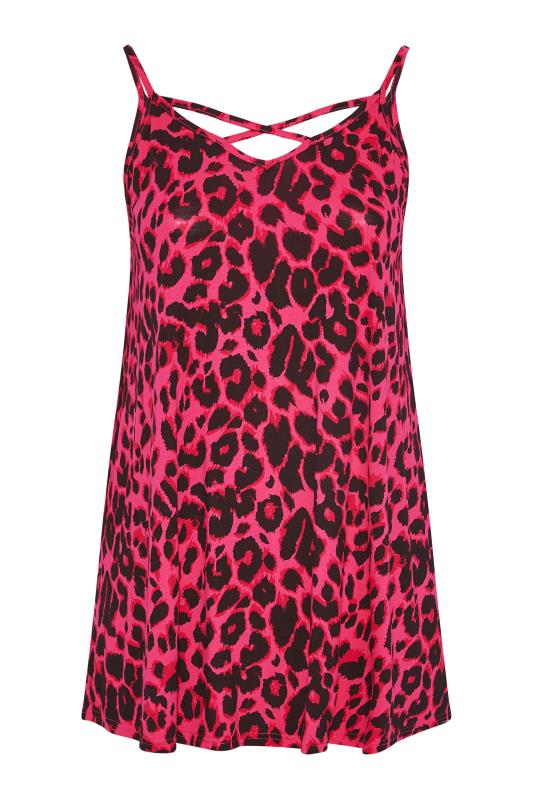 LIMITED COLLECTION Plus Size Pink Leopard Print Strappy Cami Top | Yours Clothing 6