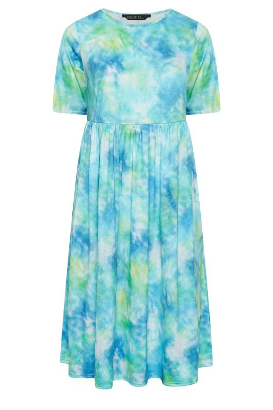 LIMITED COLLECTION Plus Size Blue Tie Dye Midaxi Smock Dress | Yours Clothing 6