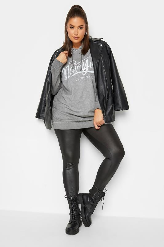 Curve Plus-Size Grey 'New York' Slogan Hoodie | Yours Clothing 2