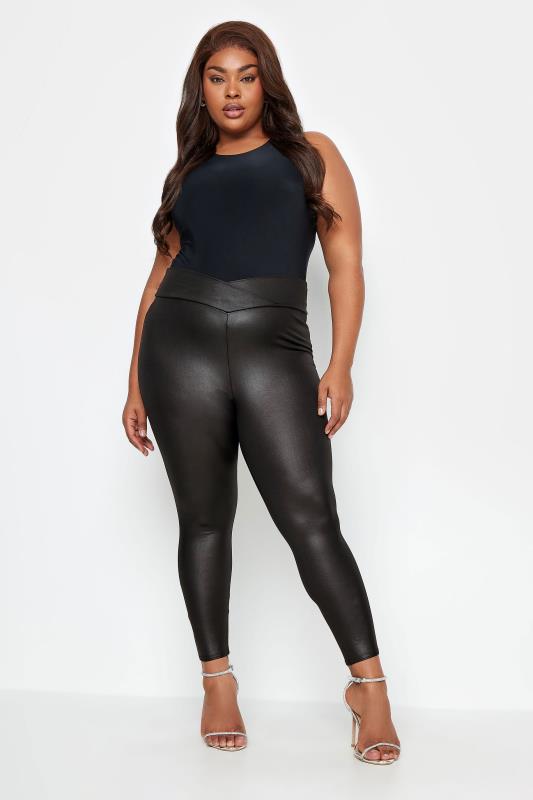 LIMITED COLLECTION Plus Size Black Faux Leather Wrap Waist Leggings ...