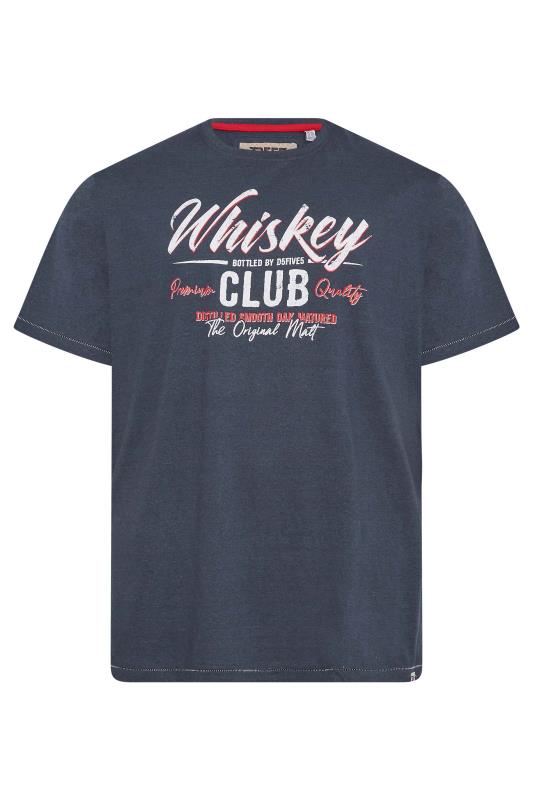 D555 Big & Tall Navy Blue 'Whiskey Club' Printed T-Shirt 2